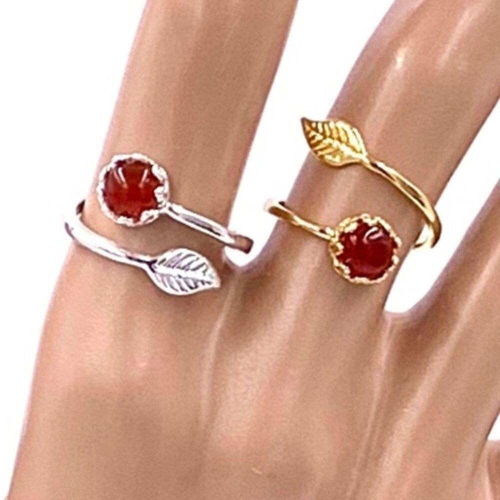 6mm carnelian Gold plated adjustable‎ ring
